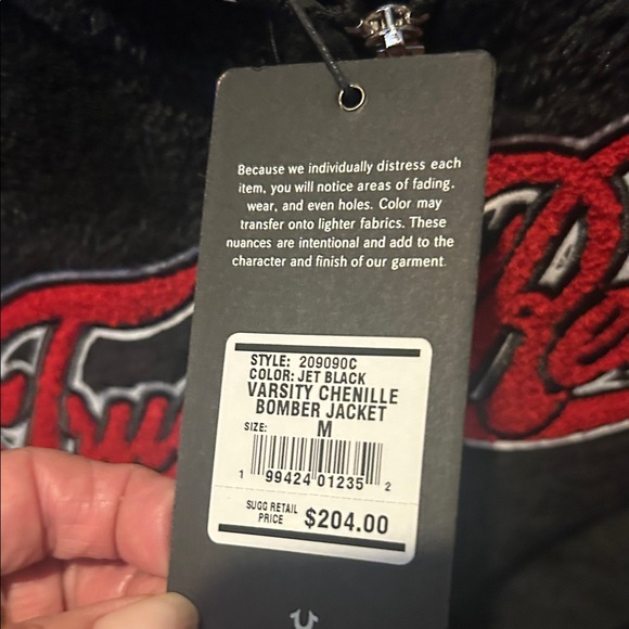 True Religion Black Fleece Jacket with Red Accents - Picture 6 of 6
